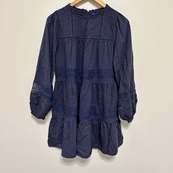 Old Navy Blue Elastic Long Sleeve Summer Sundress Women's size Medium Above Knee - Picture 1 of 9